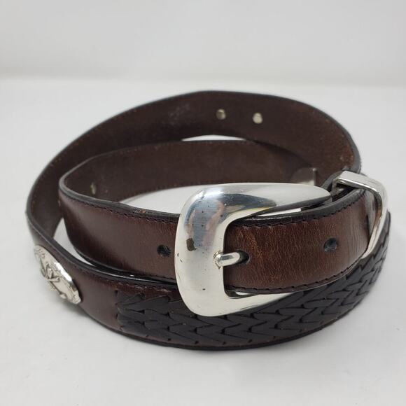 Brighton Other - Brighton Western Tooled Leather Belt Brown Silver Sz L Western Rodeo Cowboy